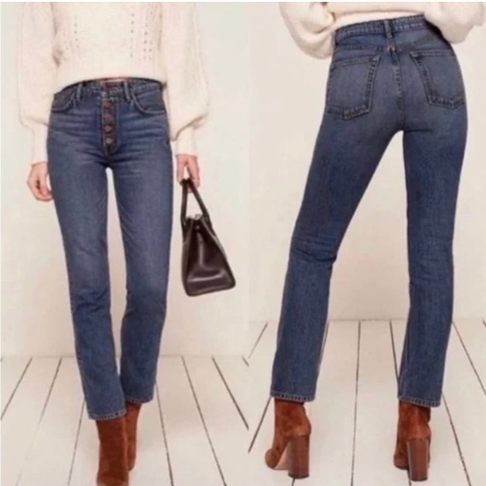 Reformation Mid Rise Button Fly Jeans Size 26
